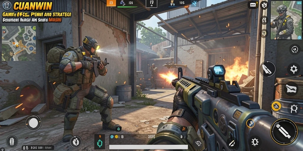 Screenshot utama CUANWIN menampilkan aksi intens dari gameplay FPS.