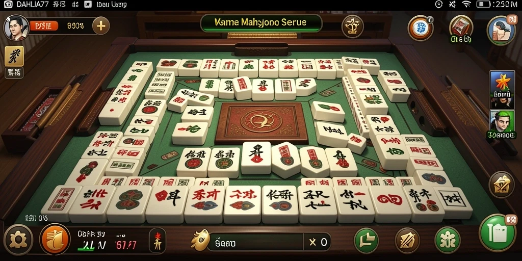Screenshot gameplay DAHLIA77 menampilkan suasana Mahjong yang menarik.