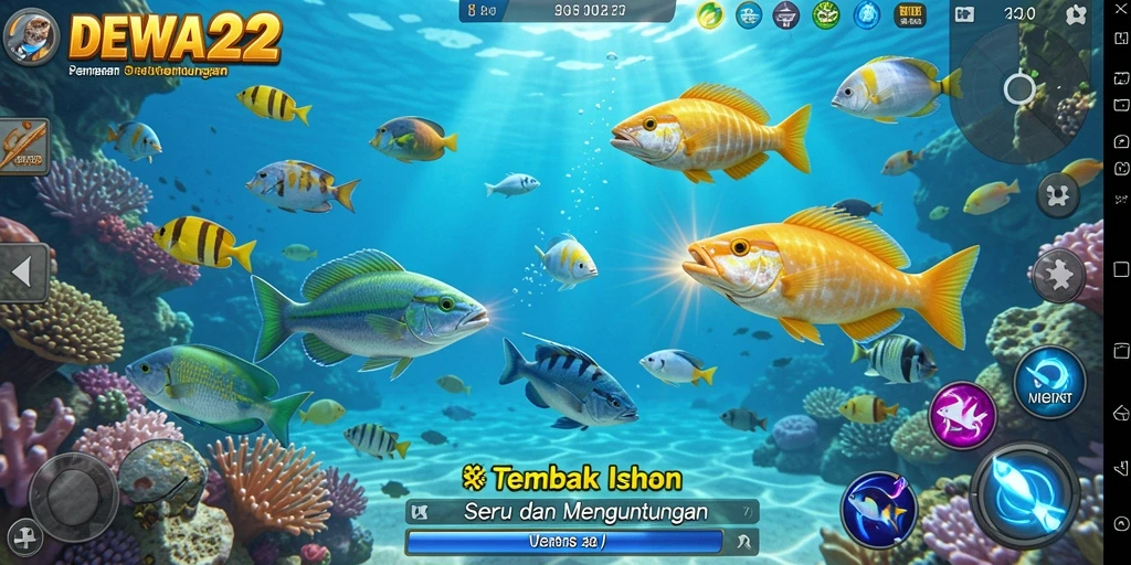 Tampilan gameplay DEWA22 yang menampilkan aksi menembak ikan.