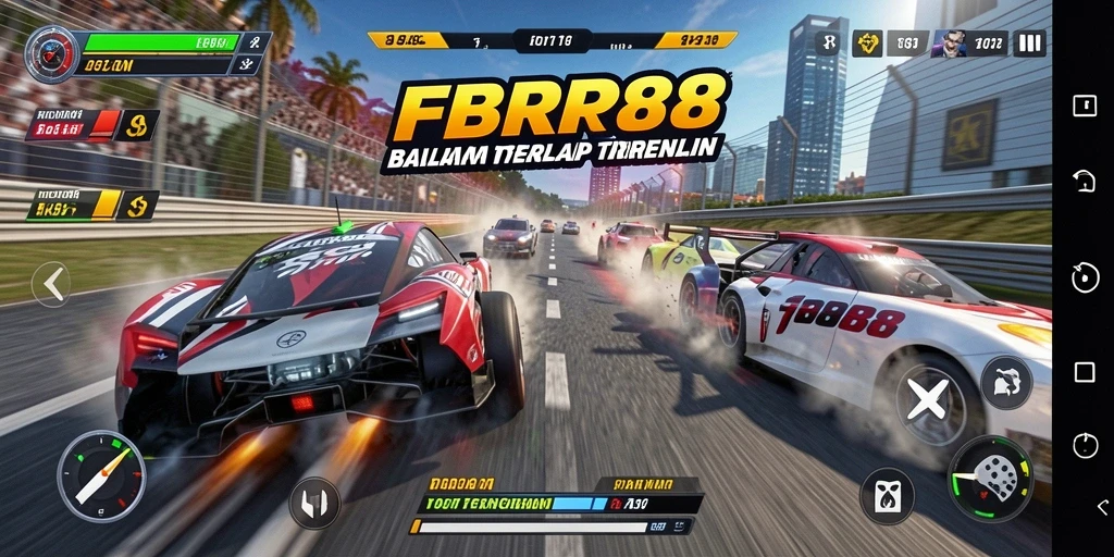 Gameplay seru dari FBRP88 dengan mobil balap yang cepat.