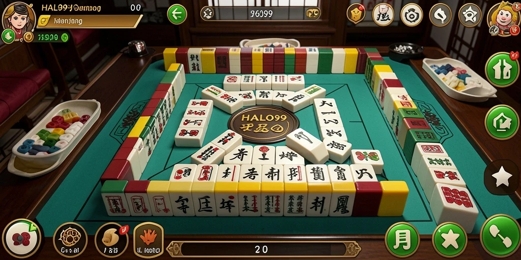 Tampilan gameplay HALO99 yang seru dan menantang dalam permainan Mahjong.