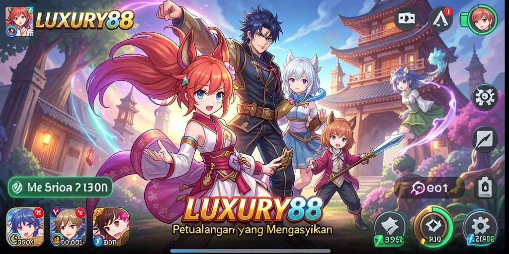 Screenshot gameplay LUXURY88 yang menampilkan aksi karakter anime.
