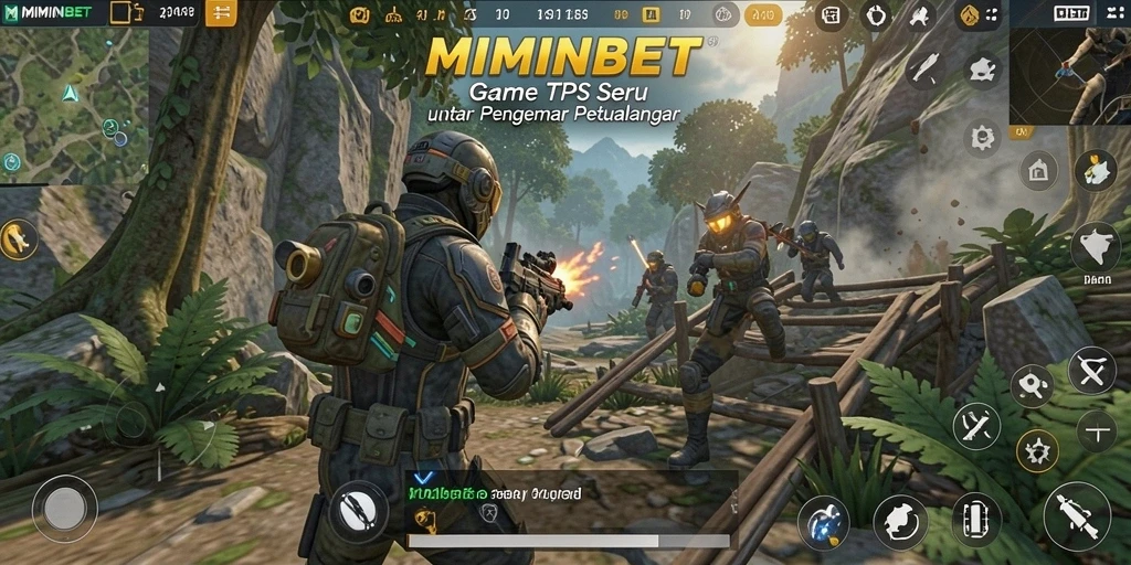 Tampilan gameplay intens dari MIMINBET dalam aksi TPS.