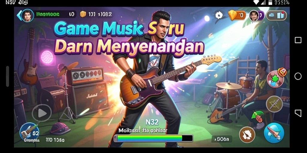 Screenshot game N32 menunjukkan keseruan saat bermain musik.