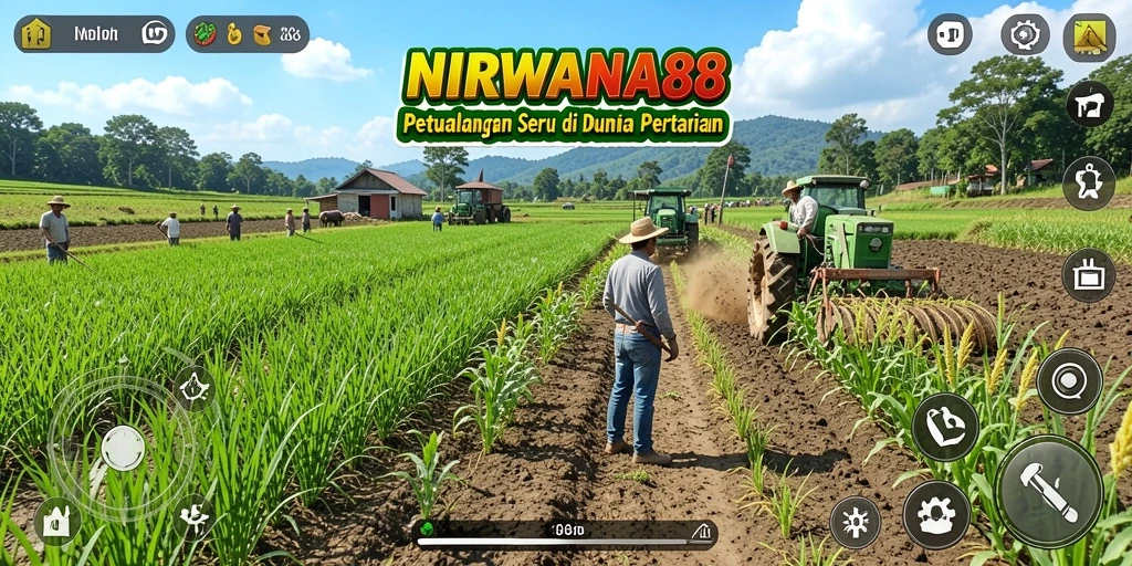 Screenshot gameplay NIRWANA88 menunjukkan pengelolaan lahan pertanian yang menarik.