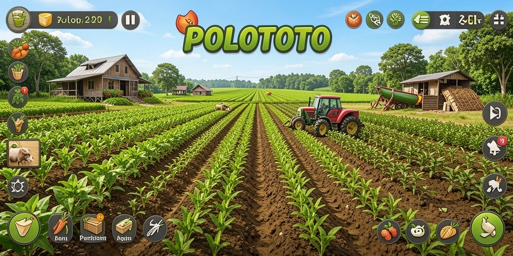 Tampilan gameplay <strong>POLOTOTO</strong> yang asyik dan menantang dalam bertani.