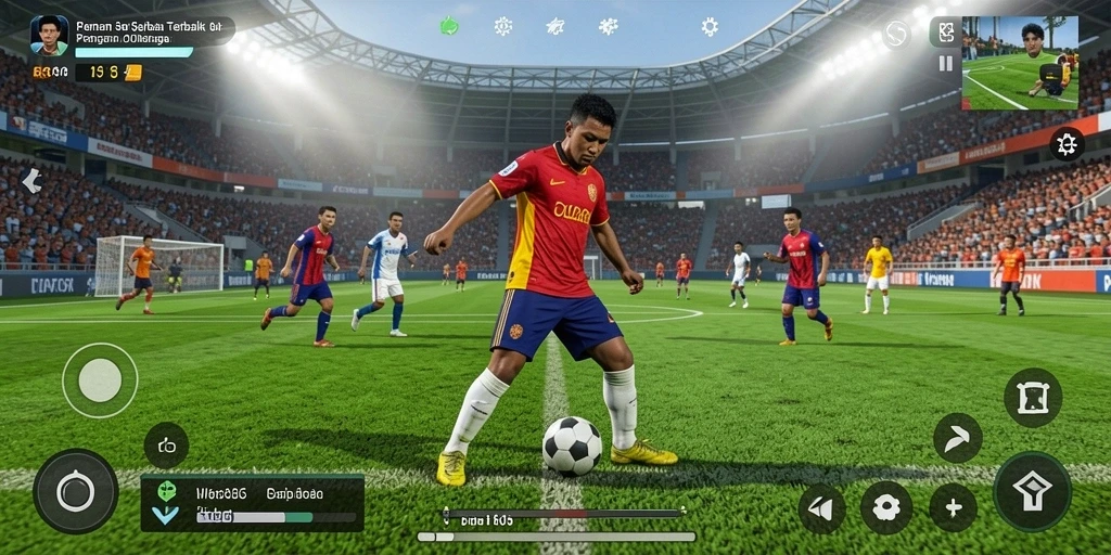 Tampilan gameplay seru dalam RK55 yang menampilkan aksi-aksi spektakuler di lapangan.