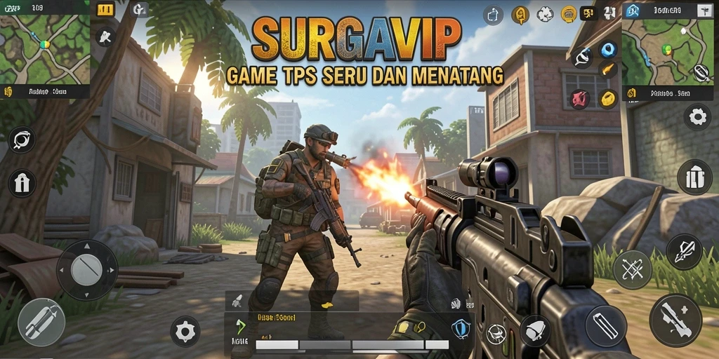 Tampilan gameplay seru dalam SURGAVIP dengan aksi tembak-menembak yang mendebarkan.