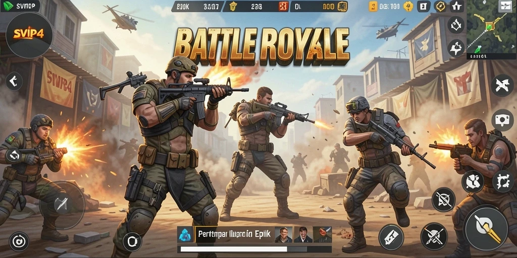 Gameplay seru SVIP4 saat pertempuran Battle Royale.