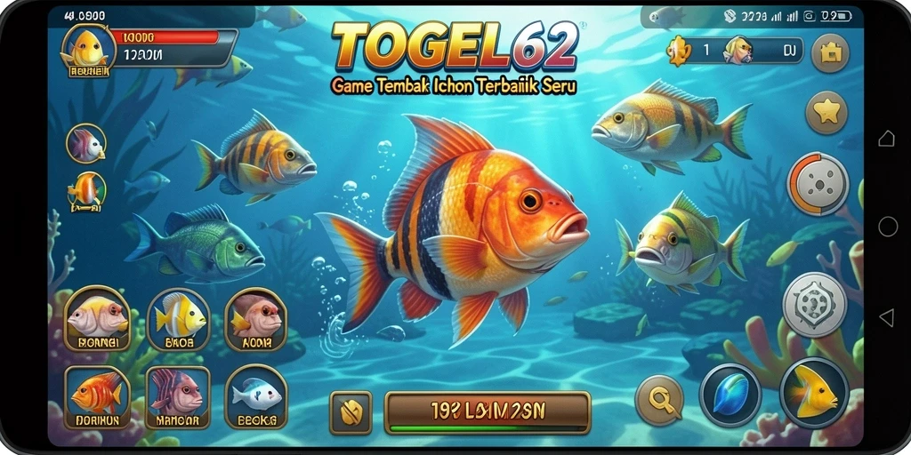 Tampilan gameplay TOGEL62 dengan aksi menangkap ikan yang seru.